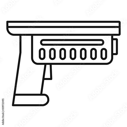 Alien blaster icon. Outline alien blaster vector icon for web design isolated on white background