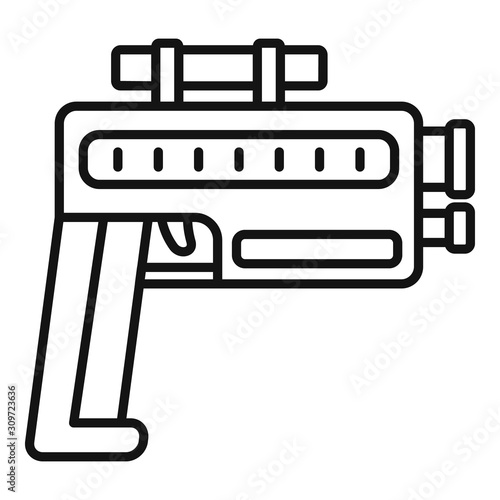 Pistol blaster icon. Outline pistol blaster vector icon for web design isolated on white background
