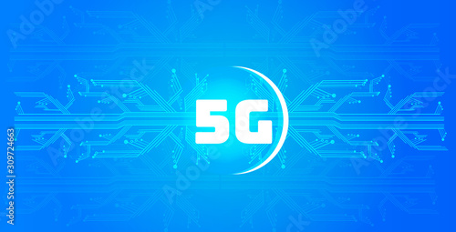5G online communication network wireless systems connection concept fifth innovative generation of high speed internet circuit board background horizontal banner vector illustration
