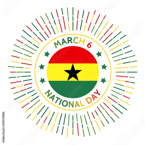 Ghana national day badge. Independence from the United Kingdom in 1957. Celebrated on March 6.