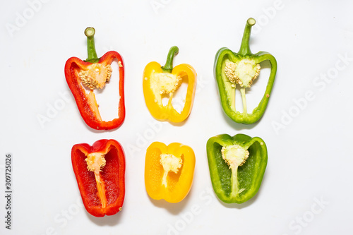 Sweet chilli pepper close up on white background