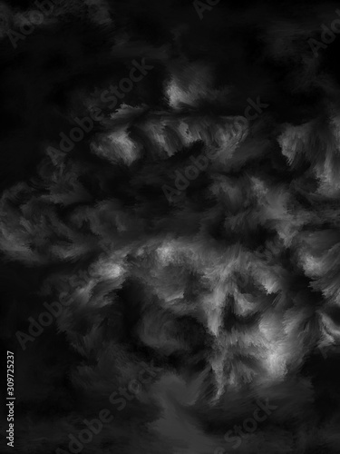 Abstract swirls on a black background drawing.