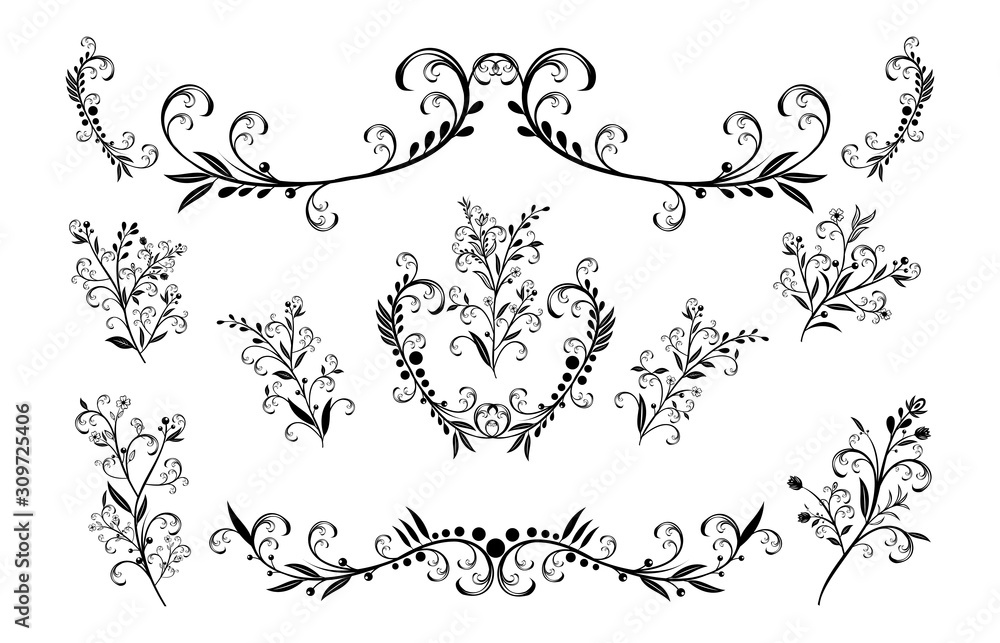 Beautiful hand drawn floral vector collection Beautiful hand drawn floral vector collection