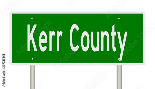 фотографія Rendering of a green 3d highway sign for Kerr County