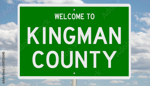 Rendering of a green 3d highway sign for Kingman County photo