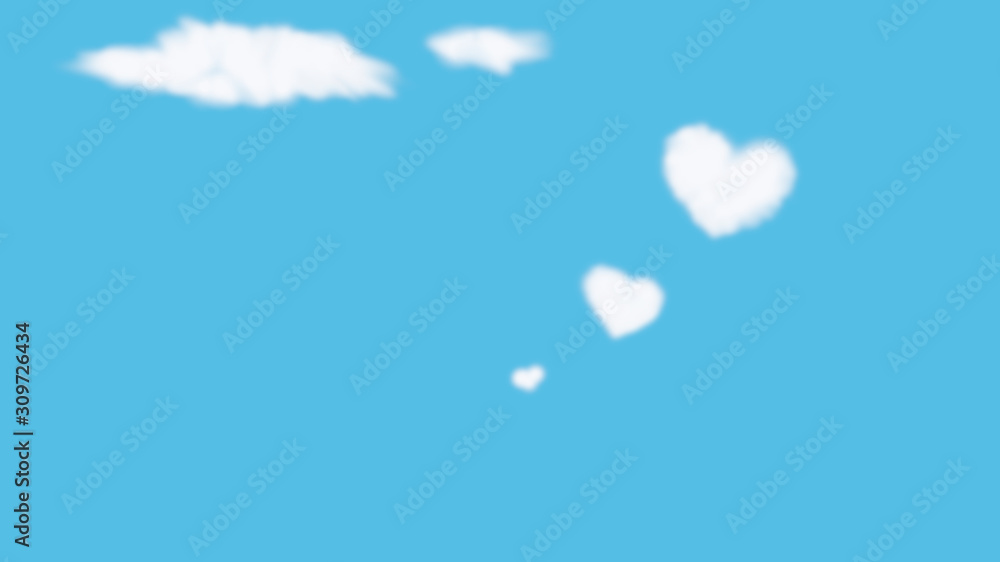 white cloud on heart shape with blue sky