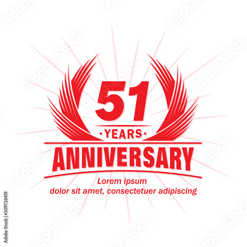 51 years logo design template. 51st anniversary vector and illustration.