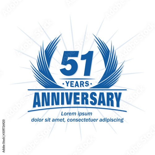51 years logo design template. 51st anniversary vector and illustration.