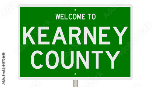 Rendering of a green 3d highway sign for Kearney County photo