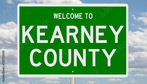 Rendering of a green 3d highway sign for Kearney County photo