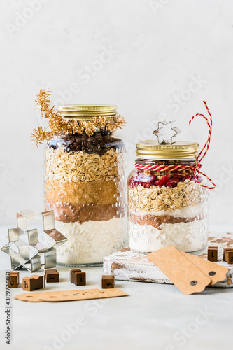 Fotografie, Obraz Christmas Cookie Mix in Jars