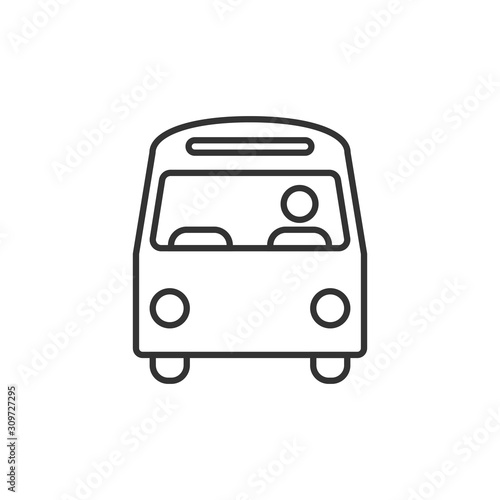 Bus icon in flat style. Coach vector illustration on white isolated background. Autobus vehicle business concept.