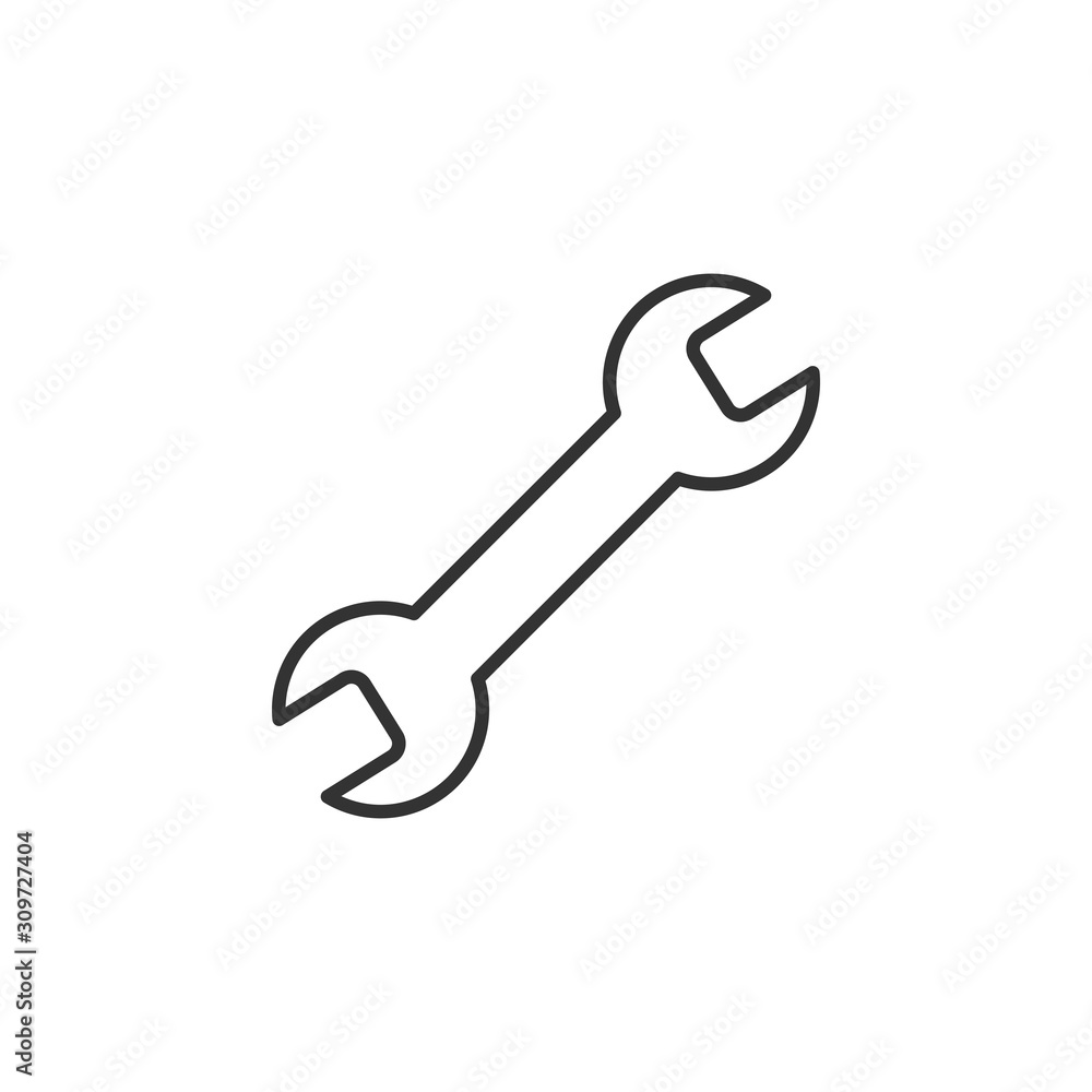 Wrench icon in flat style. Spanner key vector illustration on white isolated background. Repair equipment business concept. Wrench icon in flat style. Spanner key vector illustration on white isolated background. Repair equipment business concept.