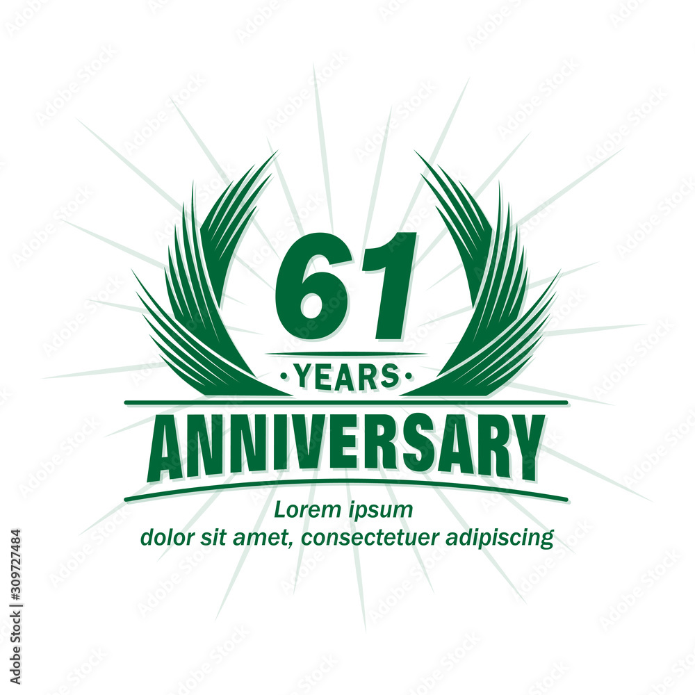 61 years logo design template. 61st anniversary vector and illustration. 61 years logo design template. 61st anniversary vector and illustration.