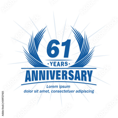 61 years logo design template. 61st anniversary vector and illustration. © JohnyBlack