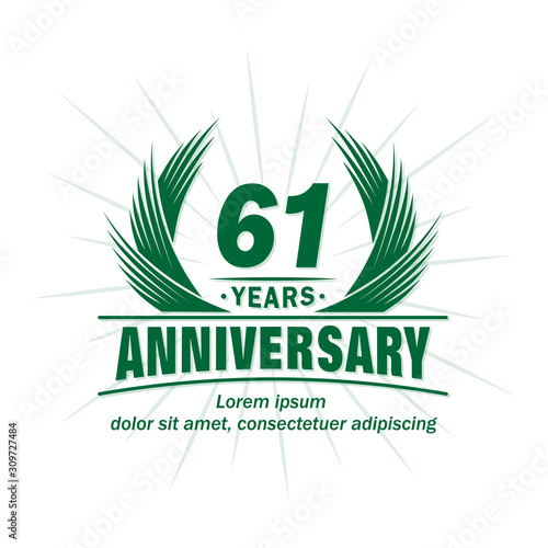 61 years logo design template. 61st anniversary vector and illustration.