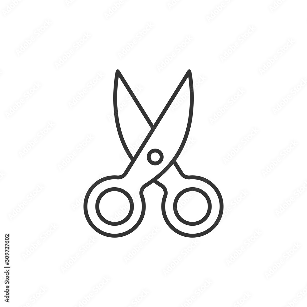 Scissor icon in flat style. Cut equipment vector illustration on white isolated background. Cutter business concept. Scissor icon in flat style. Cut equipment vector illustration on white isolated background. Cutter business concept.