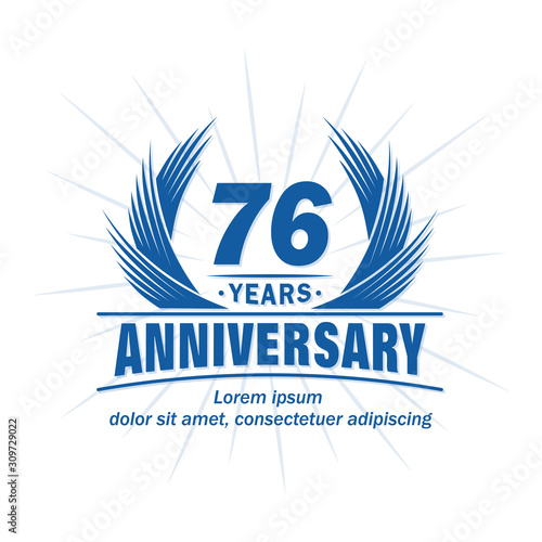 76 years logo design template. 76th anniversary vector and illustration.