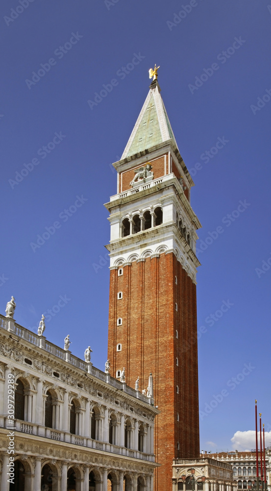 Belfry of basilica of St. Mark (San Marco) in Venice. Region Veneto. Italy