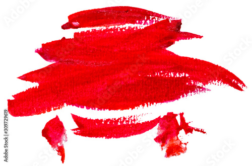 Hand drawn isolated paintbrush gouache spot like chinese roof with dirty red color esp 10 vector illustration