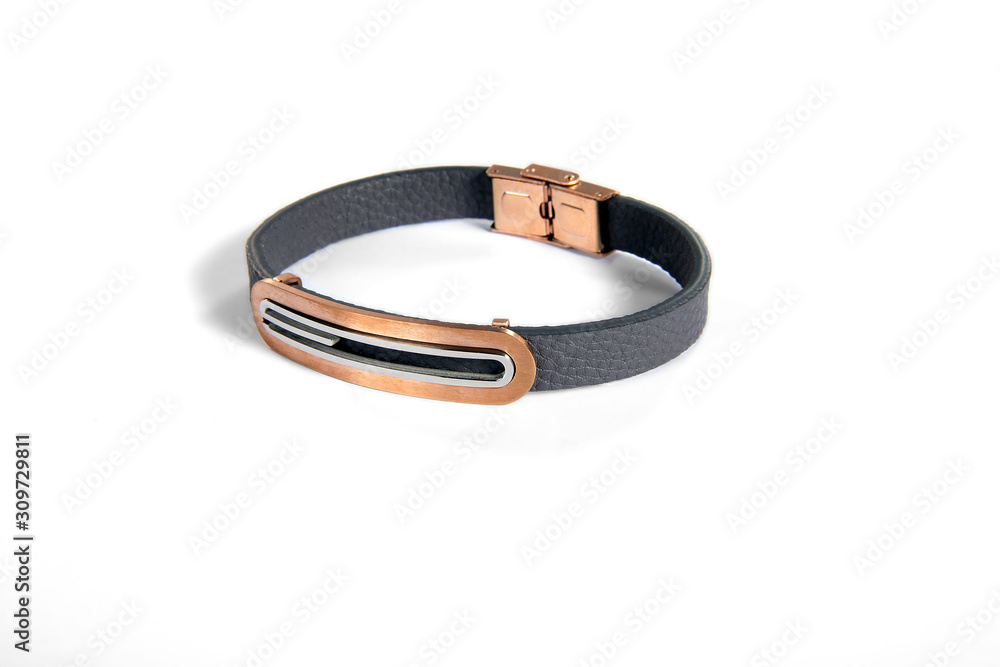 Leather and metal made wrist band- Leather and metal made wrist band-