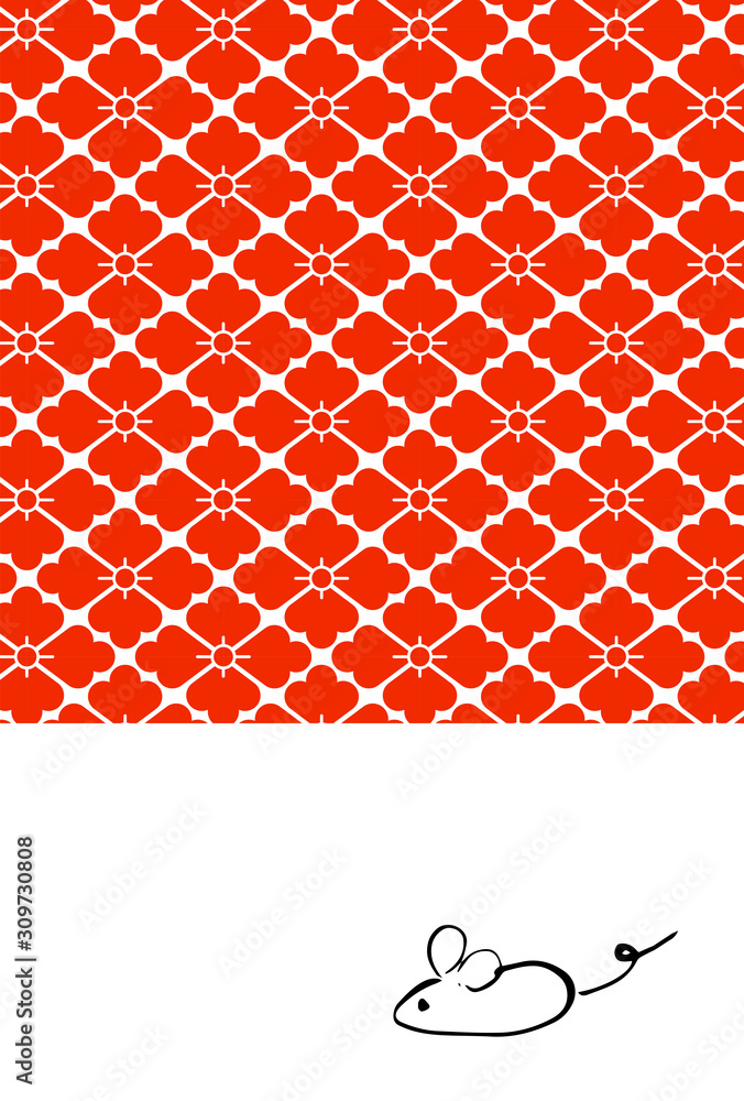 ポストカード シンプル 和 柄 花菱 ネズミ イラスト Stock Vector Adobe Stock