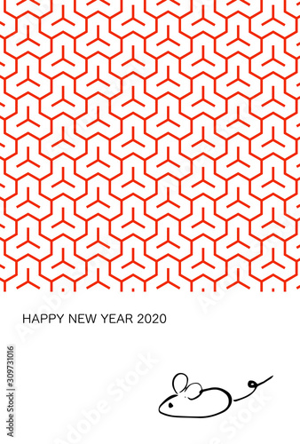 年賀状 年賀はがき はがきテンプレート 毘沙門亀甲 ネズミ イラスト Stock Vector Adobe Stock