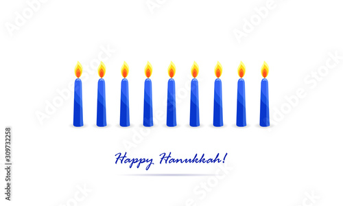 Holiday of Hanukkah, nine burning candles