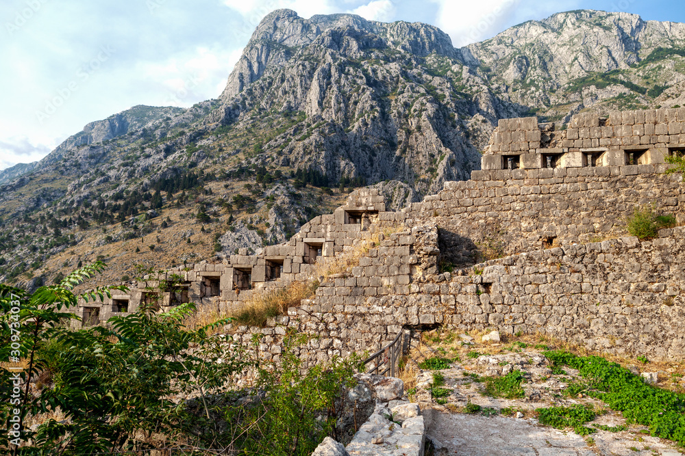 view of the fortress wall, Kotor, Montenegro
