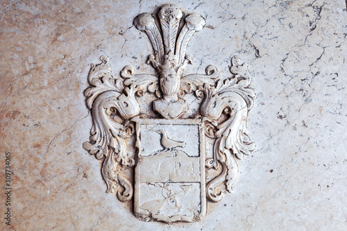 old bas-relief, coat of arms on the wall, Kotor, Montenegro