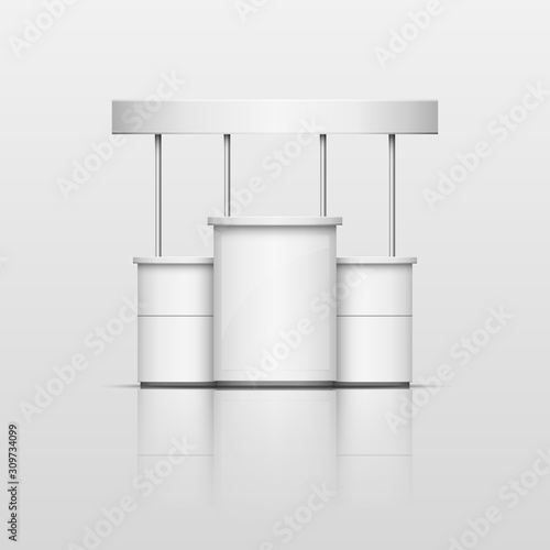 Vector 3D White blank empty exhibition promotion trade stand With Roof