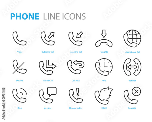 set of phone icons, call, telephone, contact