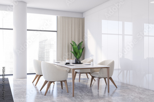 Luxury white panel dining room corner