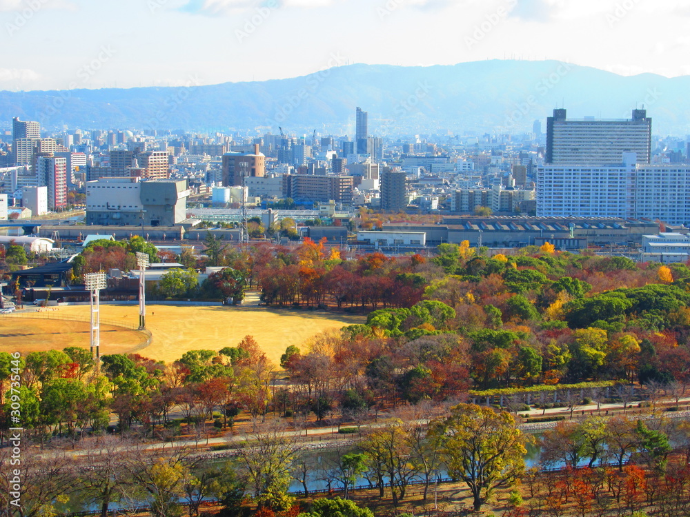 大阪城天守閣からの風景