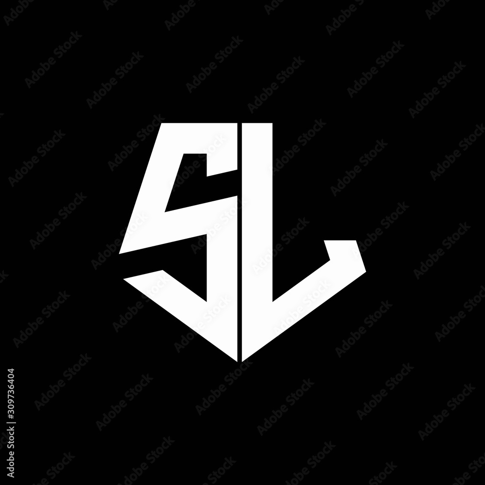 SL logo monogram with pentagon shape style design template Stock Vector ...