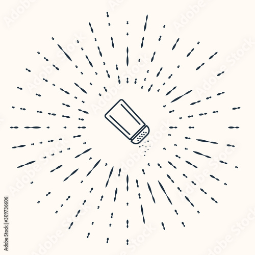 Grey Salt and pepper icon isolated on beige background. Cooking spices. Abstract circle random dots. Vector Illustration