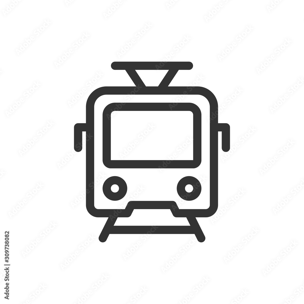 Tram front view vector outline style icon. Marking of public transport stops. Tram front view vector outline style icon. Marking of public transport stops.