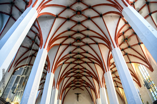 Interior of Lutheran St Thomas Church Thomaskirche in Leipzig, Germany. November 2019 photo