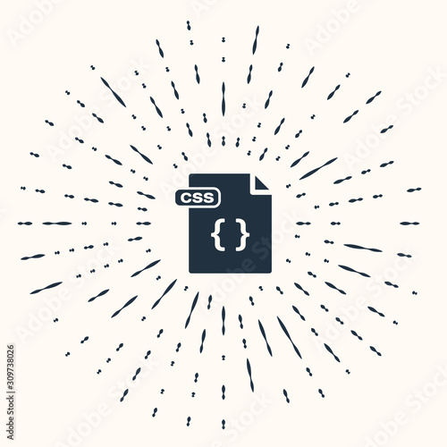 Grey CSS file document. Download css button icon isolated on beige background. CSS file symbol. Abstract circle random dots. Vector Illustration