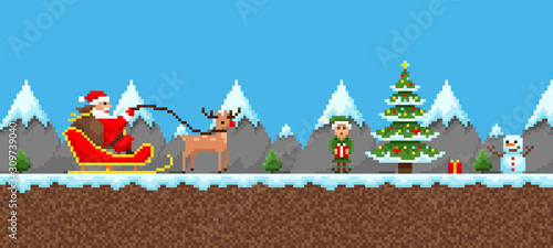 Christmas pixel, vector illustration