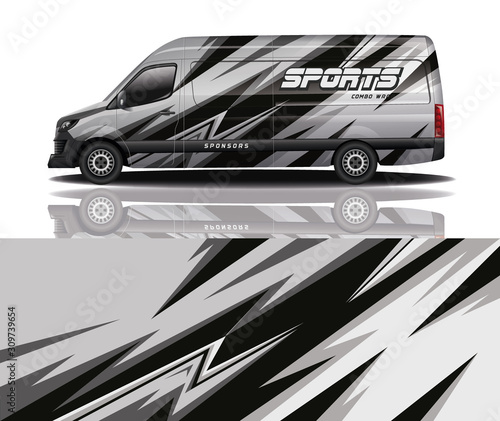 van car decal wrap design vector