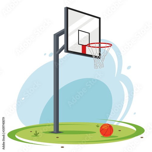 backyard basketball hoop. amateur basketball on the lawn. Flat vector illustration of sports equipment.