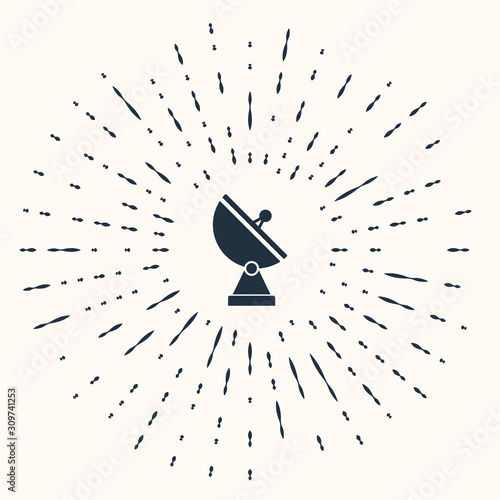 Grey Radar icon isolated on beige background. Military search system. Abstract circle random dots. Vector Illustration