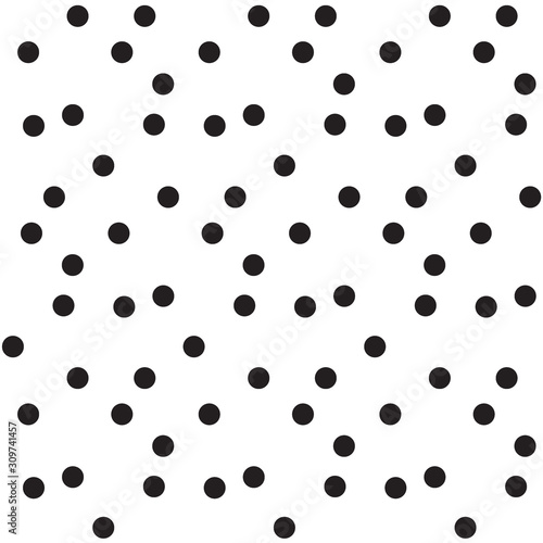 Black white scatter dots polka seamless pattern