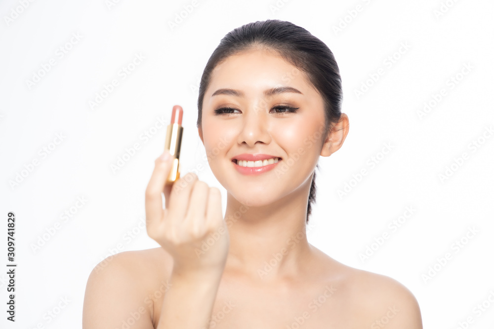 Beautiful Young Asian Woman short hair with Clean Fresh Skin. Face care, Facial treatment, Cosmetology, beauty and healthy skin and cosmetic ideas concept. Beautiful Young Asian Woman short hair with Clean Fresh Skin. Face care, Facial treatment, Cosmetology, beauty and healthy skin and cosmetic ideas concept.