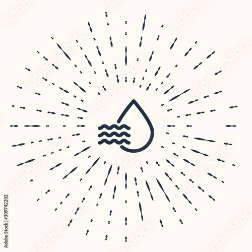 Grey Water drop percentage icon isolated on beige background. Humidity analysis. Abstract circle random dots. Vector Illustration