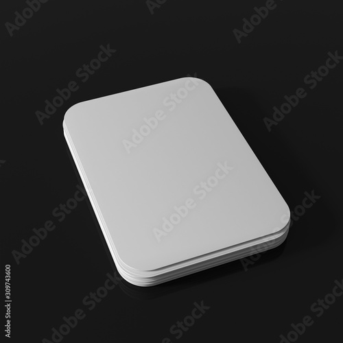 Pile of blank playing cards mockup. 3d illustration on black background