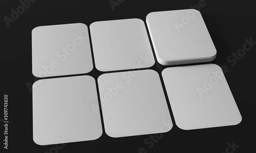 Set of blank playing cards mockup. Six cards template. 3d illustration