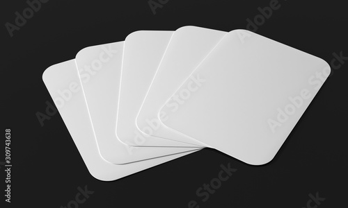 Fototapeta Five blank playing cards mockup. 3d illustration