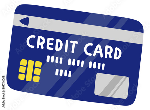 Credit card / handwriting vector / blue